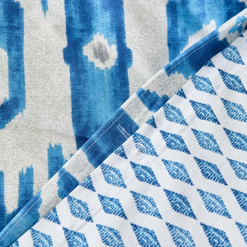 Karaca Neos Bettbezug-Set aus 100 % türkischer Baumwolle, Doppelbett, Blau
