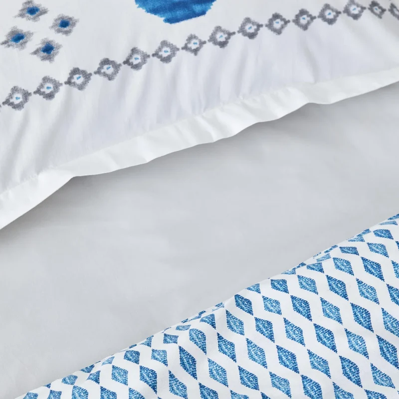 Karaca Neos Bettbezug-Set aus 100 % türkischer Baumwolle, Doppelbett, Blau