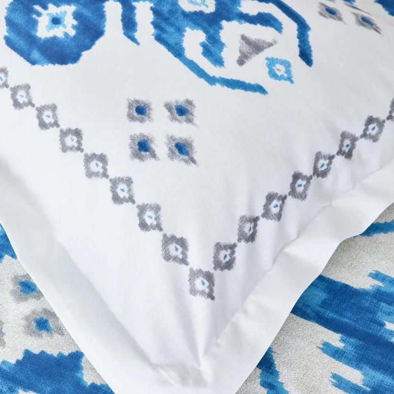 Karaca Neos Bettbezug-Set aus 100 % türkischer Baumwolle, Doppelbett, Blau