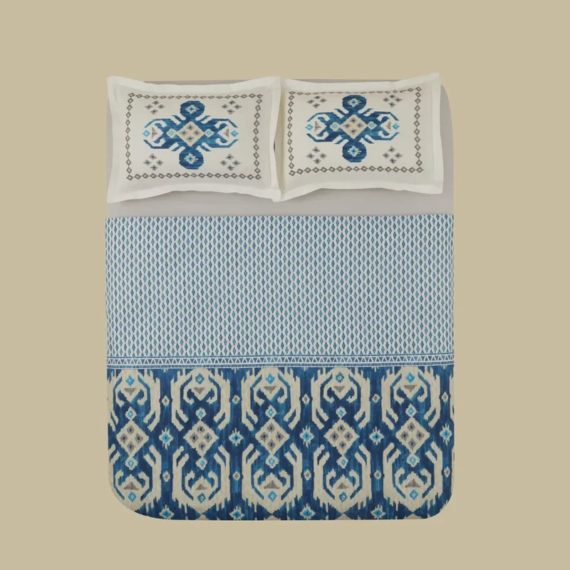 Karaca Neos Bettbezug-Set aus 100 % türkischer Baumwolle, Doppelbett, Blau