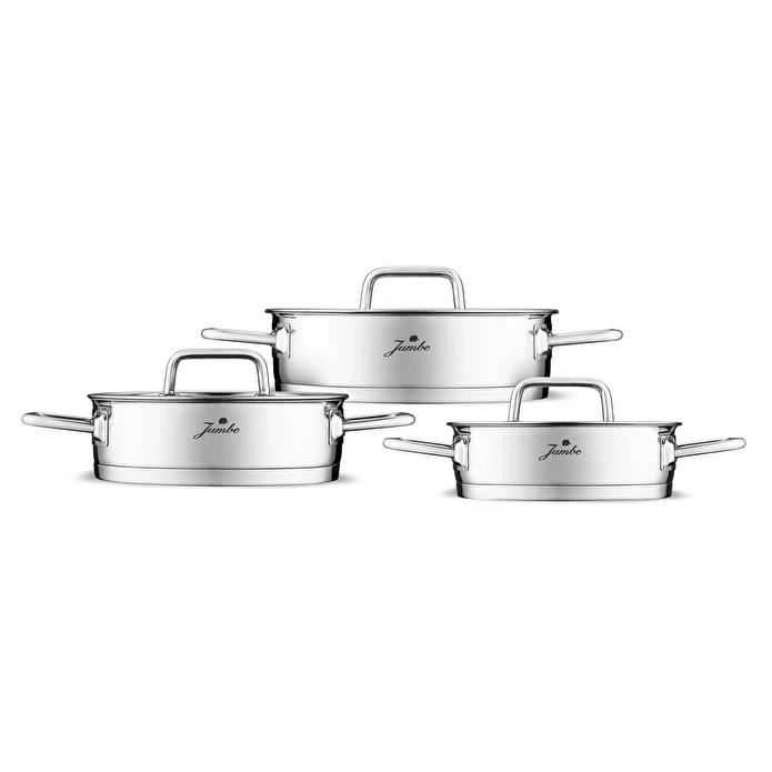 Karaca Assos 3-teiliges Edelstahl-Sahan-Set mit Glasdeckeln