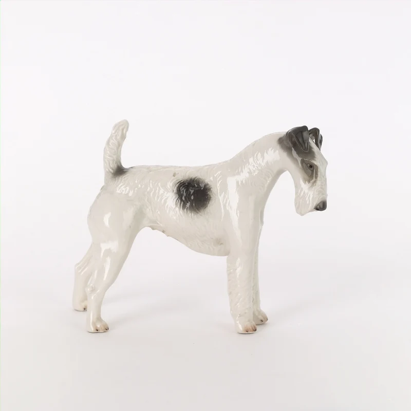 Stehender Foxterrier Drahthaar | Unterglasurmalerei