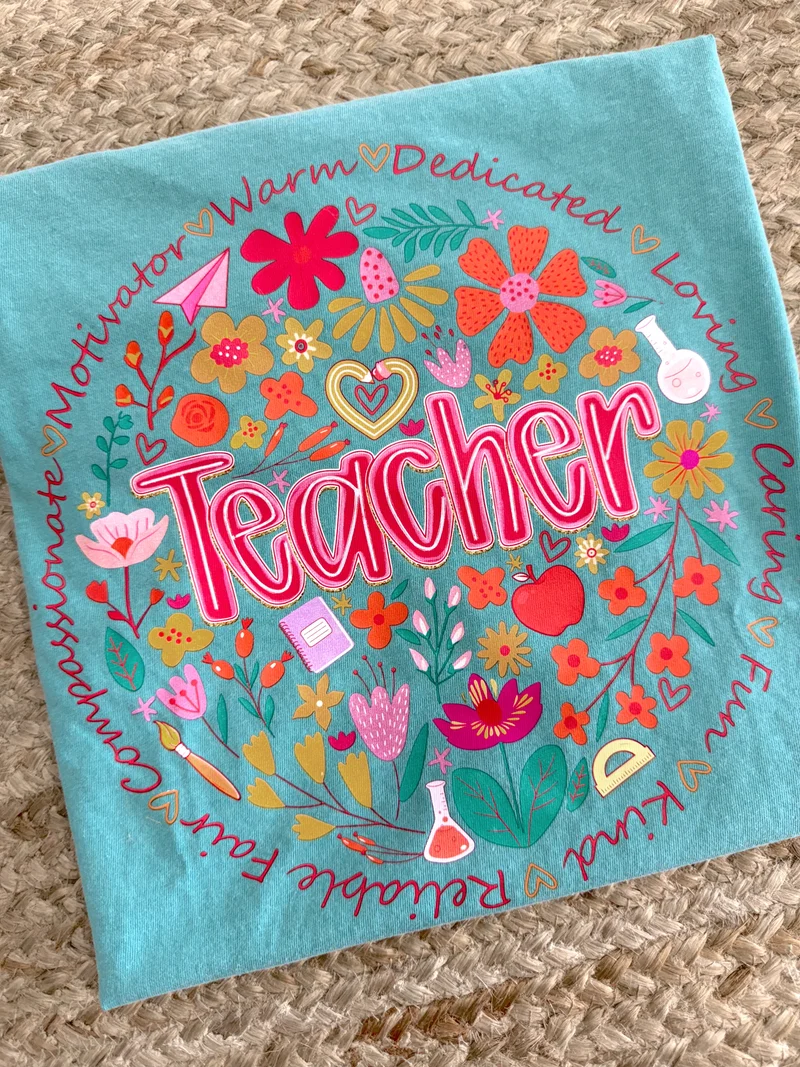Teacher With Flowers Tee