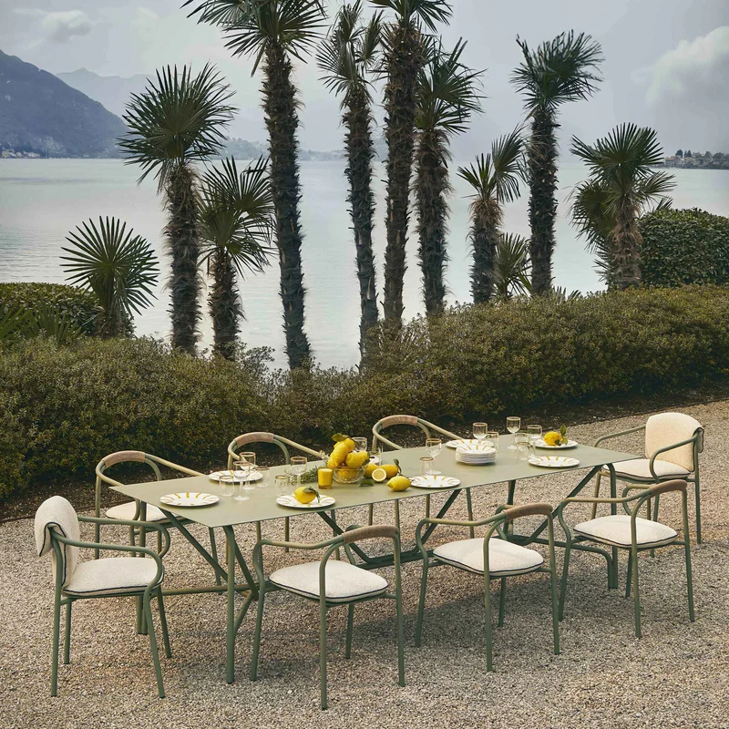 Outdoor Aluminium Chair with Seat and Backrest Cushion SALÒ by Matteo Thun and Benedetto Fasciana for Unopiù