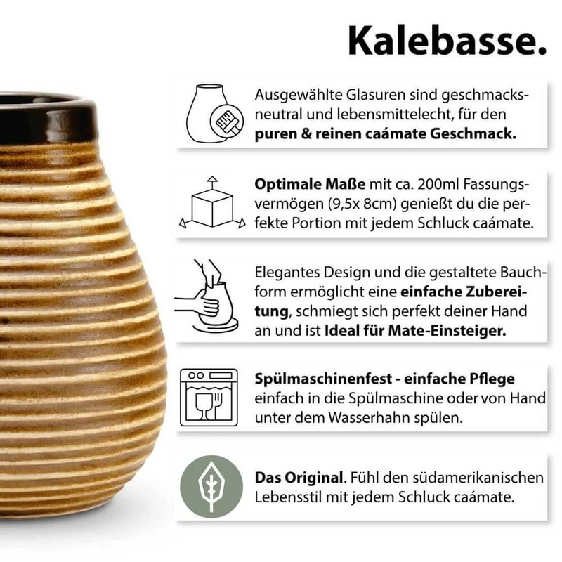 Matebecher Keramik mit Bombilla