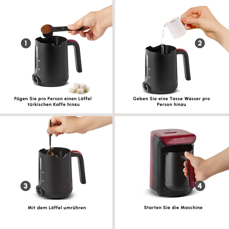 Karaca Hatır Kaffeemaschine mit Röstfunktion Rot, 535W