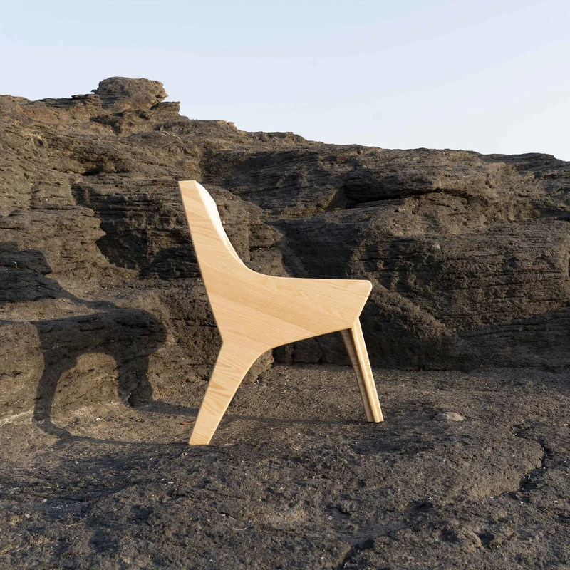 Oak Wood Chair FALCONE CREAM by Jules Régis