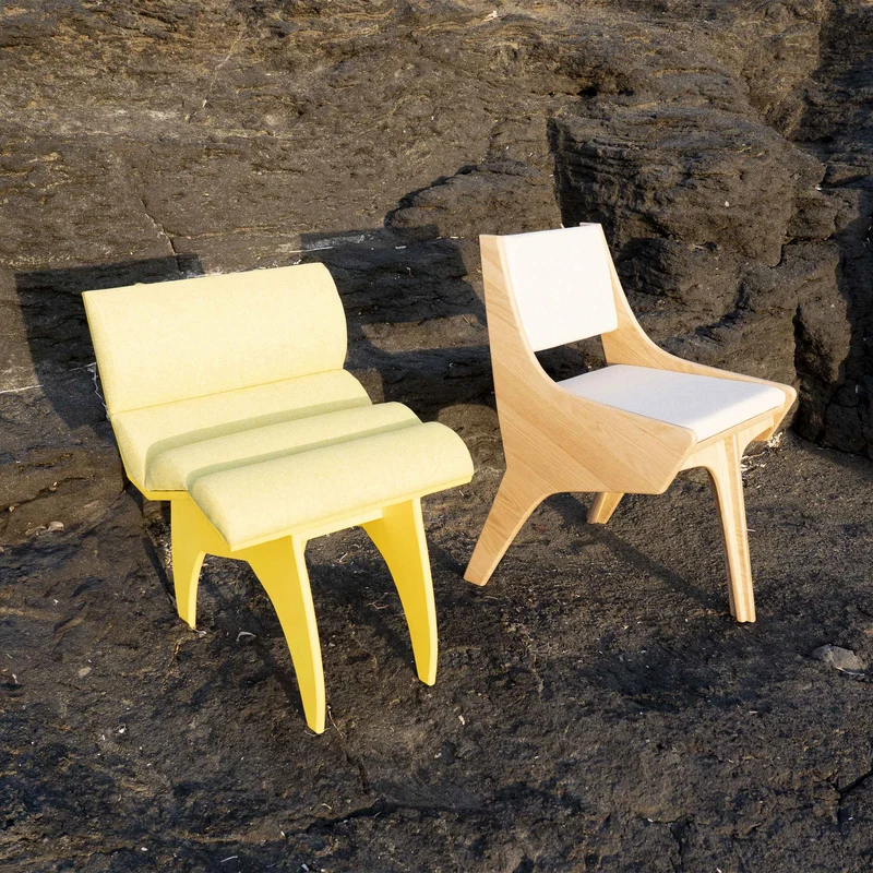 Wooden Chair CALDER YELLOW by Jules Régis