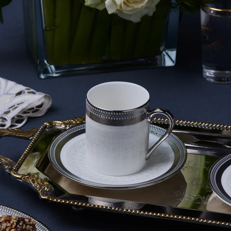Karaca Royal Bone Kate Kaffeetassen-Set für 6 Personen, 90 ml