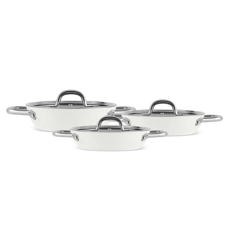 Karaca x Refika Swiss Crystal Creamy Metall 6-teiliges Sahan-Set Creme