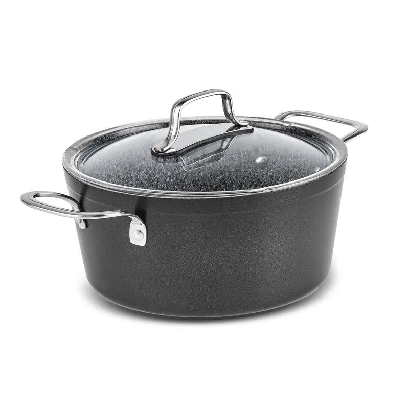 Karaca Biogranit Power-Inox Monet – 8-teiliges Topf- und Pfannenset Schwarz