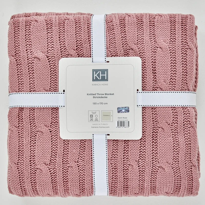 Karaca Home Dunkelrosa Strickdecke Öko-Tex zertifiziert