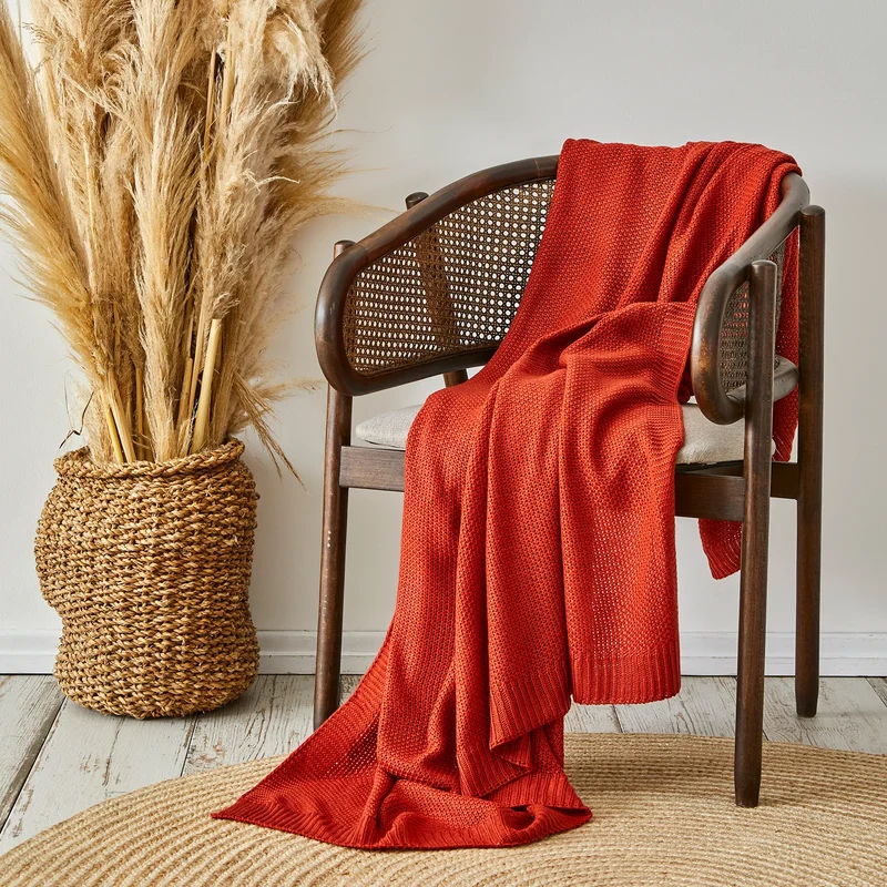 Karaca Home Terracotta Strickdecke Öko-Tex zertifiziert