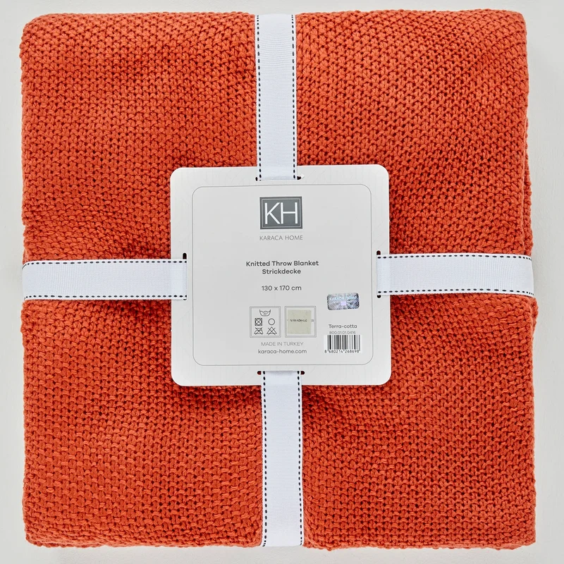 Karaca Home Terracotta Strickdecke Öko-Tex zertifiziert