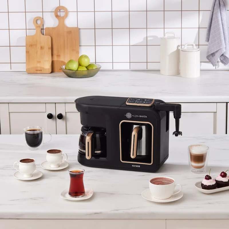 Karaca Hatır Plus Barista Steel 6 in 1 Sprechende Latte-, Cappuccino- und Türkische Mokkamaschine - Mineral Gold