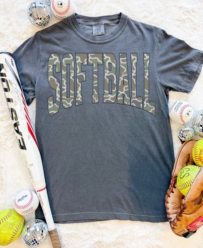 Camo Softball Comfort Color Tee