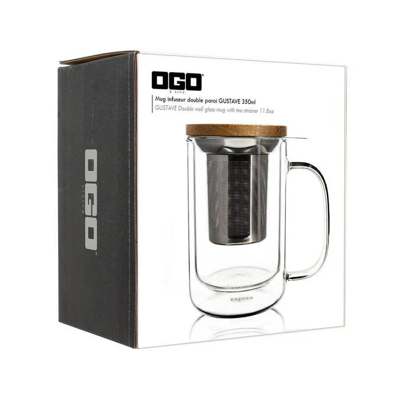 Ogo living | Gustave doppelwandige Teetasse Glastasse Tasse | Glas | 350 ml