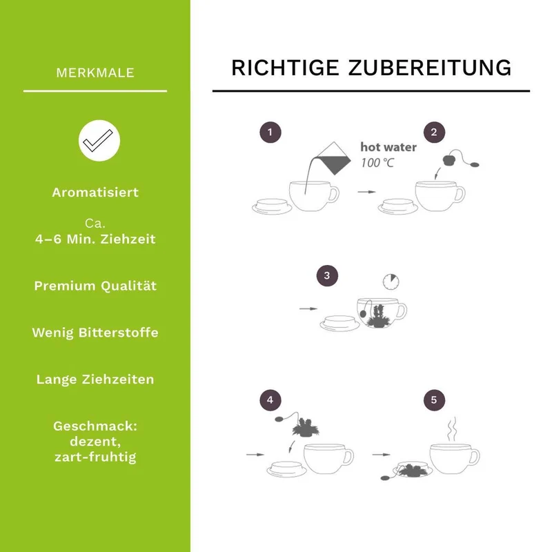 Creano | Teelini Teekiste 12 Stck. in 4 Sorten | Grüner Tee | Geschenk