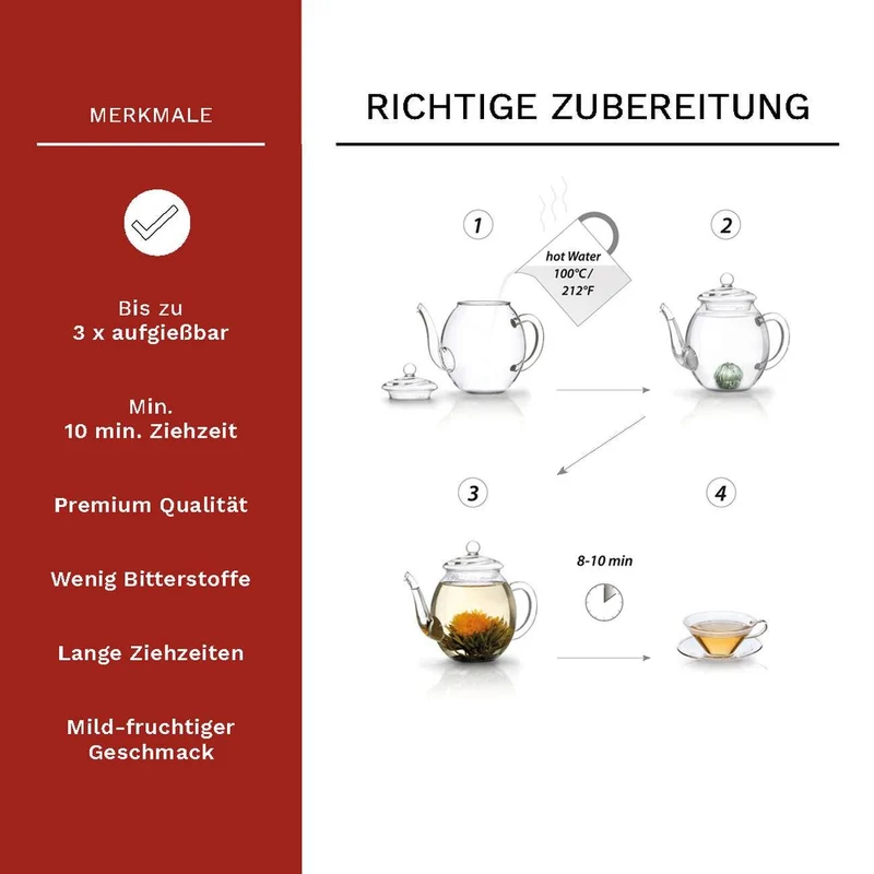 Creano | Teeblumen Mix | Geschenkset | ErblühTee | mit Glaskanne