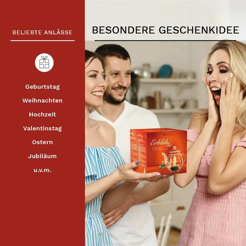 Creano | Teeblumen Mix | Geschenkset | ErblühTee | mit Glaskanne
