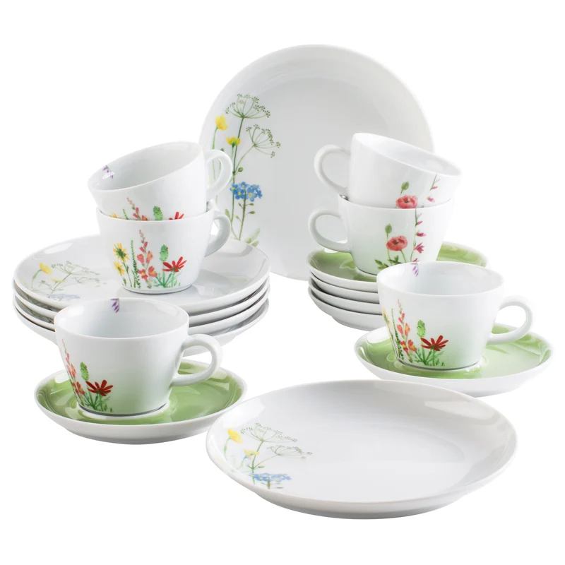 KAHLA Five Senses Wildblume Kaffeeservice 18tlg. Aquarell-Grün