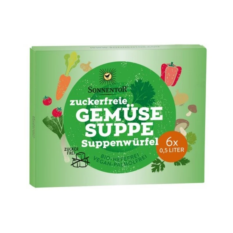 Sonnentor Zuckerfreie Gemüsesuppe Suppenwürfel, 11 g