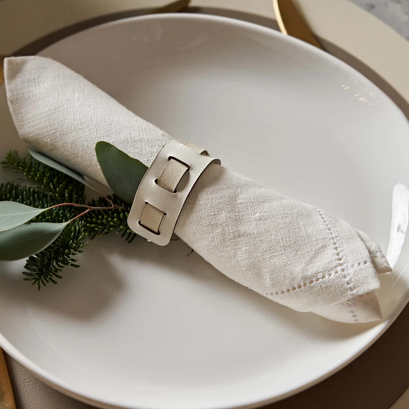 Leather Rectangular PLACEMAT & Napkin Rings BOTTEGA by Ekaterina Borovkova for ADJ STYLE