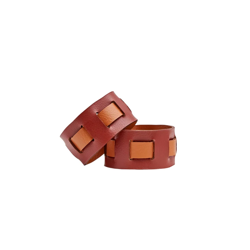 Leather Rectangular PLACEMAT & Napkin Rings BOTTEGA by Ekaterina Borovkova for ADJ STYLE