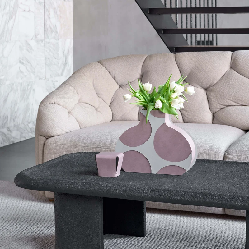 Leather Decorative Object VASE OTTO GRAPHIC by Gianpaolo Venier for ADJ STYLE