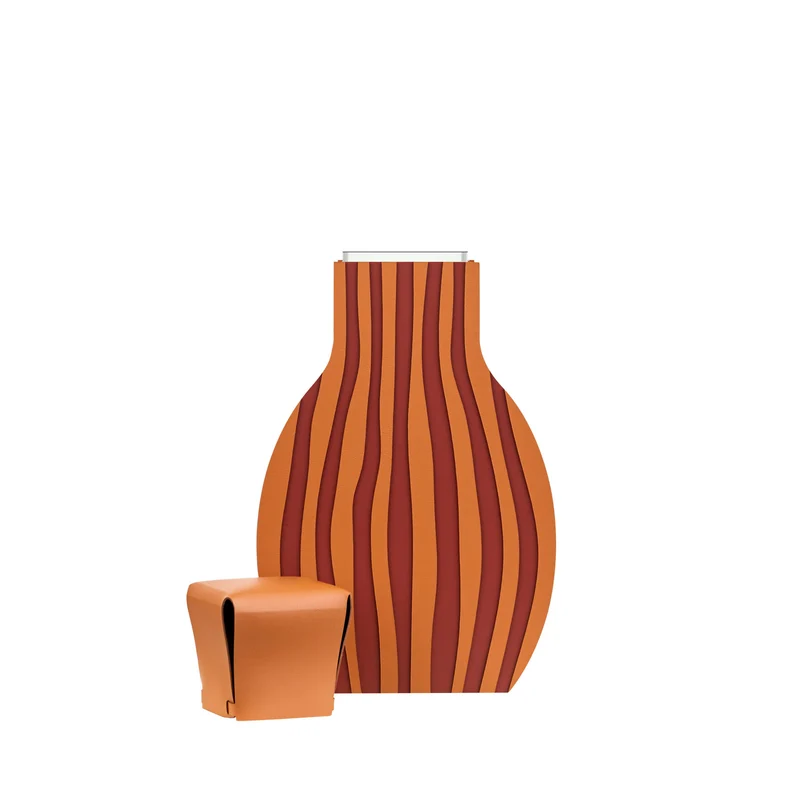 Leather Decorative Object VASE OTTO GRAPHIC by Gianpaolo Venier for ADJ STYLE