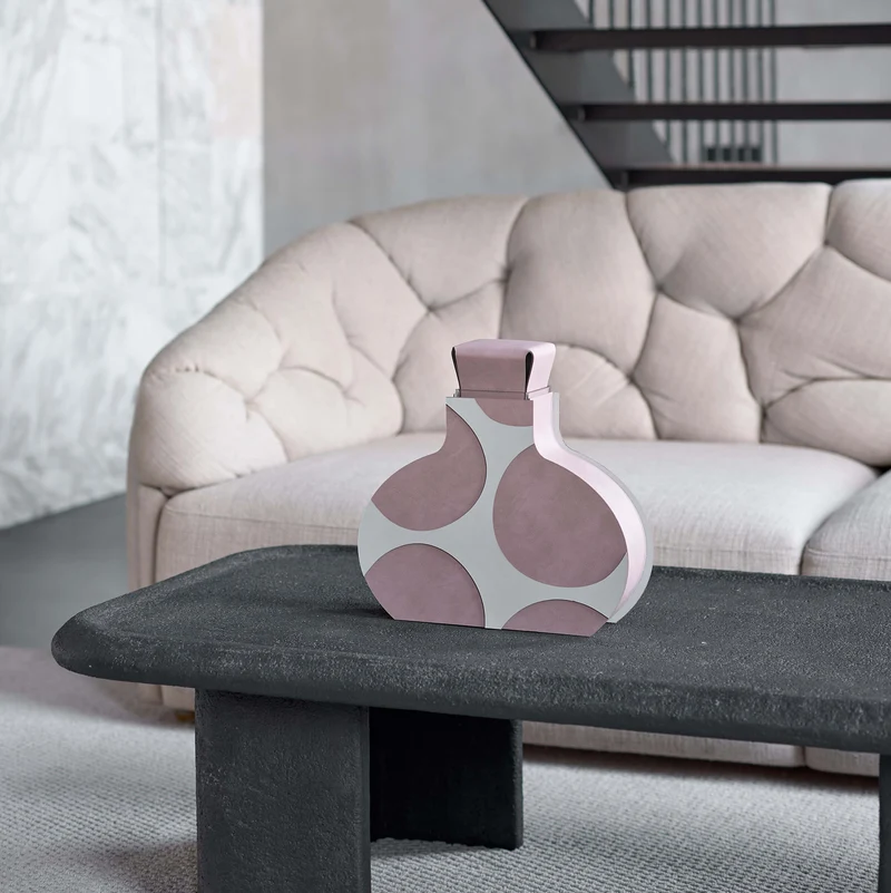 Leather Decorative Object VASE OTTO GRAPHIC by Gianpaolo Venier for ADJ STYLE