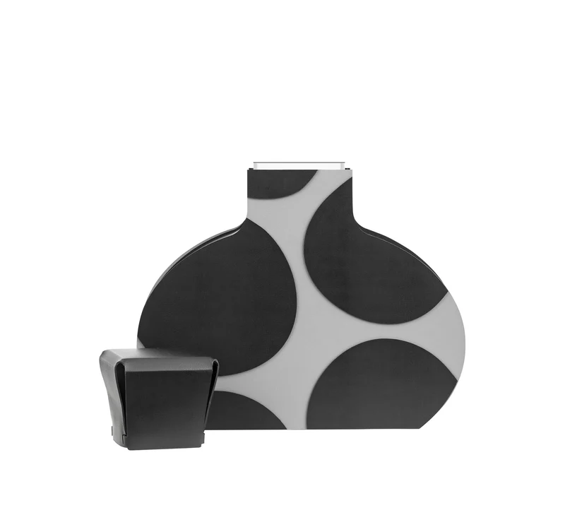 Leather Decorative Object VASE OTTO GRAPHIC by Gianpaolo Venier for ADJ STYLE