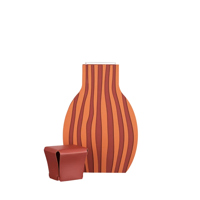 Leather Decorative Object VASE OTTO GRAPHIC by Gianpaolo Venier for ADJ STYLE