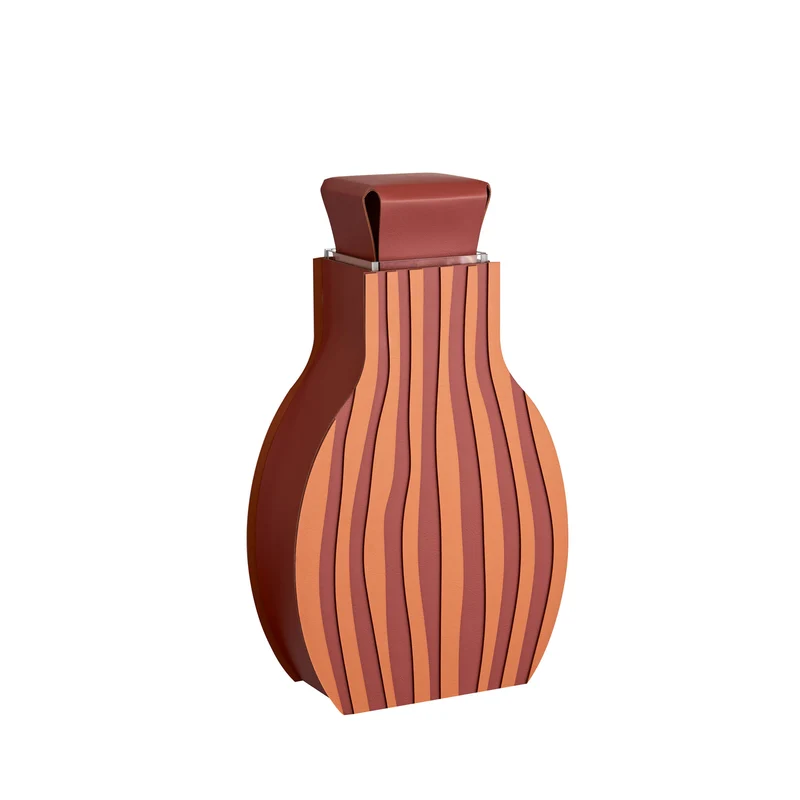 Leather Decorative Object VASE OTTO GRAPHIC by Gianpaolo Venier for ADJ STYLE