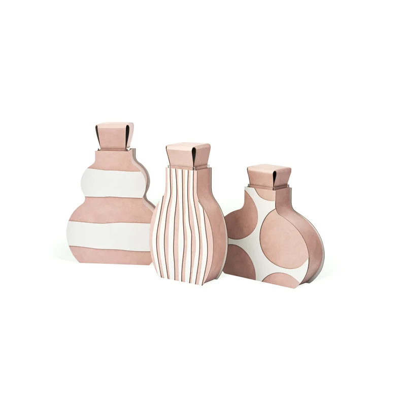 Leather Decorative Object VASE OTTO GRAPHIC by Gianpaolo Venier for ADJ STYLE