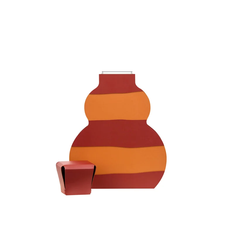 Leather Decorative Object VASE OTTO GRAPHIC by Gianpaolo Venier for ADJ STYLE