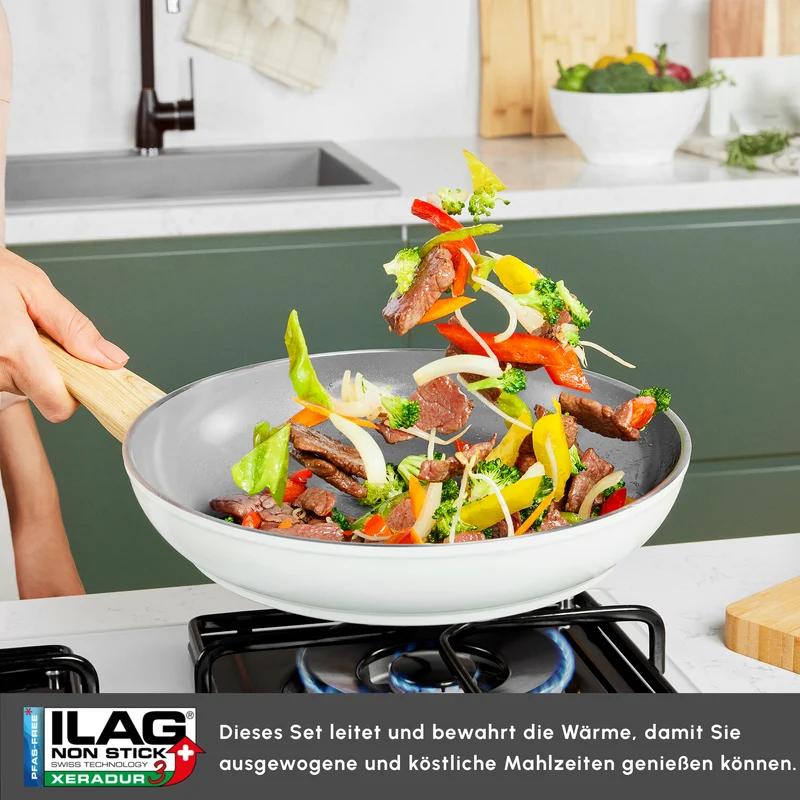 Karaca Swiss Crystal 15-teiliges Kochtopfset Creamy