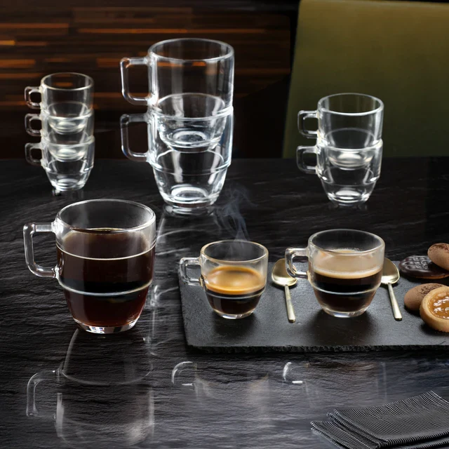 RCR Caffè 6-teiliges Mokka-Espressotassen-Set für 6 Personen, 120 ml, Transparent
