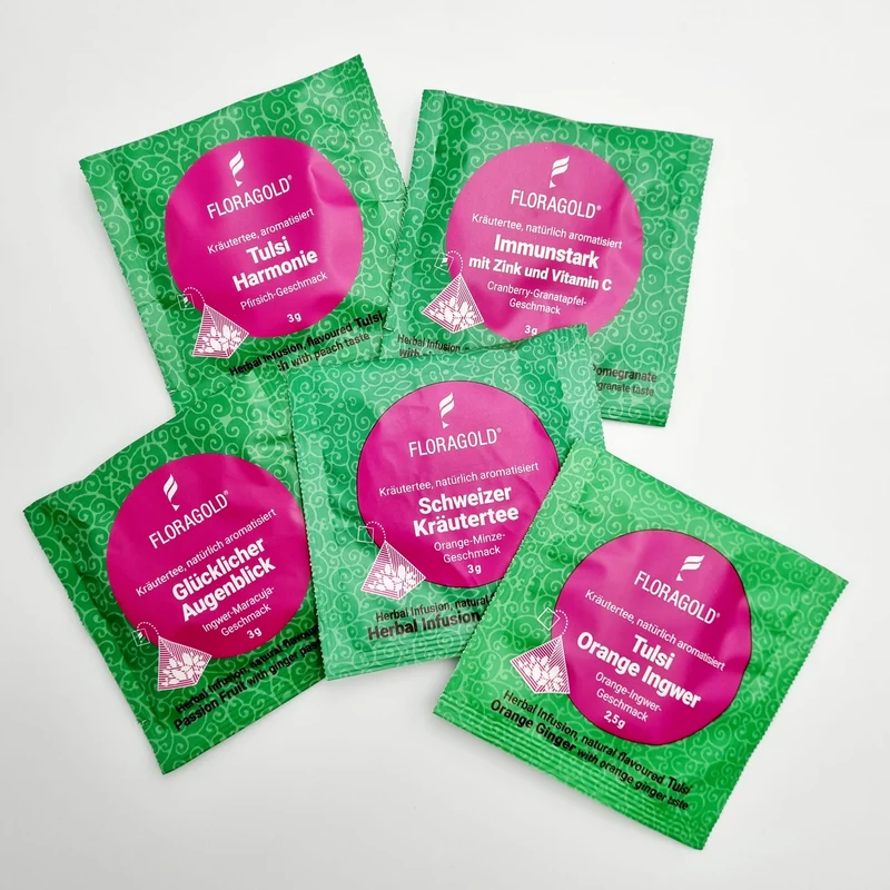 02 Probierset 6er Floragold Pyramidenbeutel Kräutertee