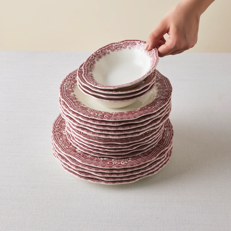 Karaca Bone China Rosie 24-teiliges Tafelservice für 6 Personen, Mehrfarbig