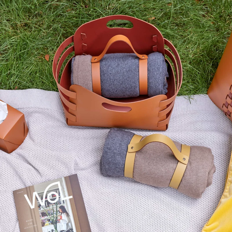 Leather Basket RIGA by Ekaterina Borovkova for ADJ STYLE