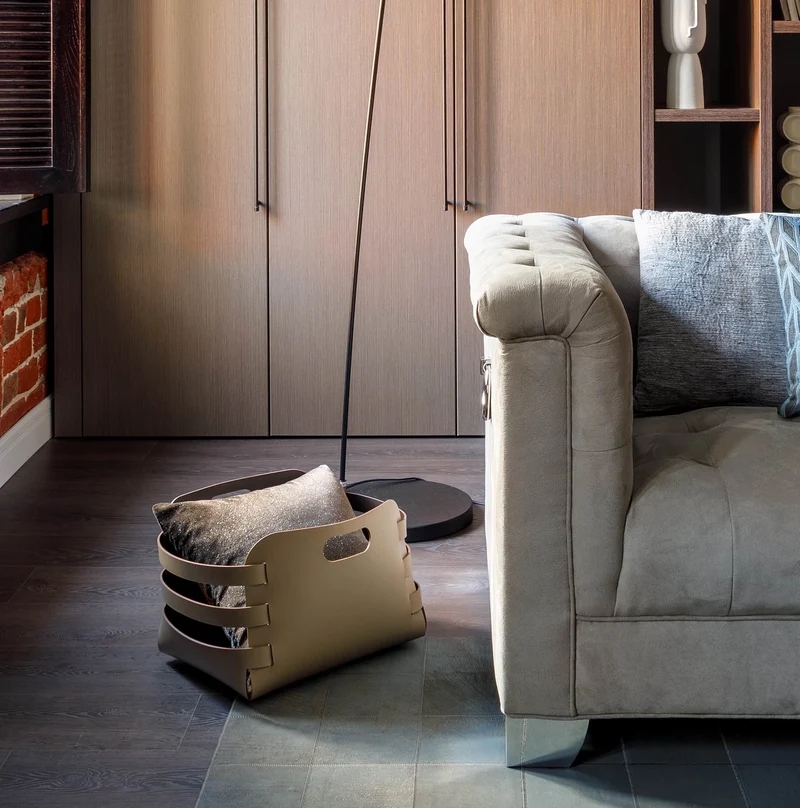 Leather Basket RIGA by Ekaterina Borovkova for ADJ STYLE