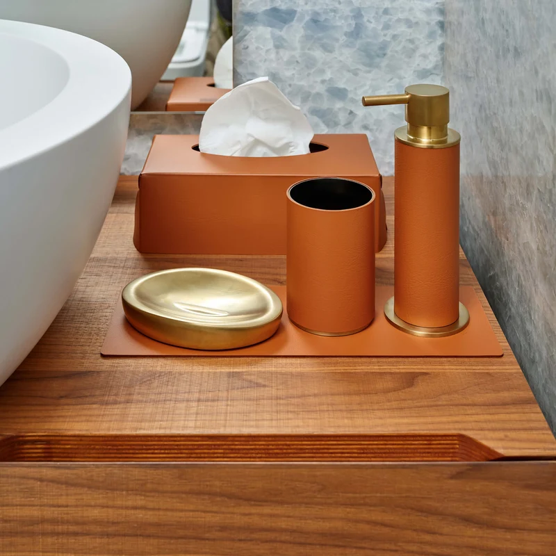 Leather Bathroom Set by Ekaterina Borovkova for ADJ STYLE