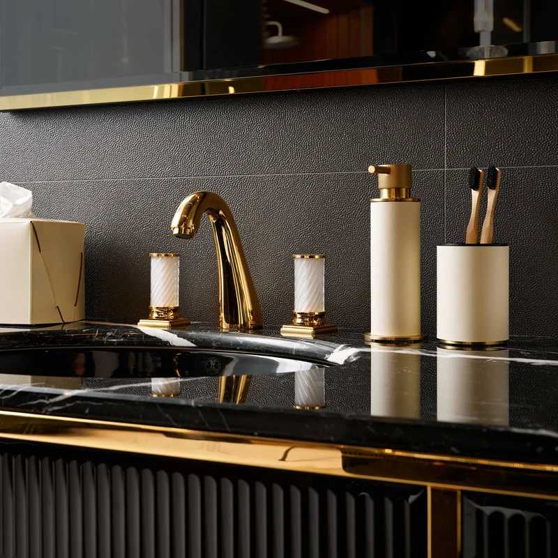 Leather Bathroom Set by Ekaterina Borovkova for ADJ STYLE