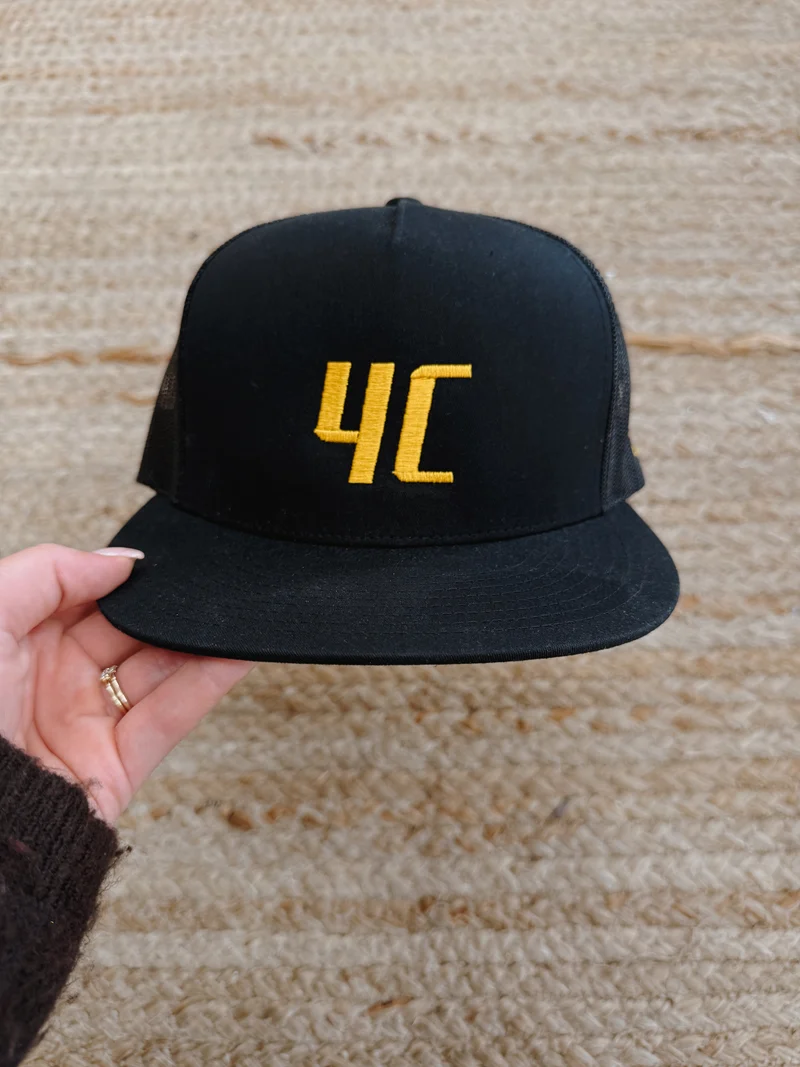 4C Gold Embroidered Black Hat