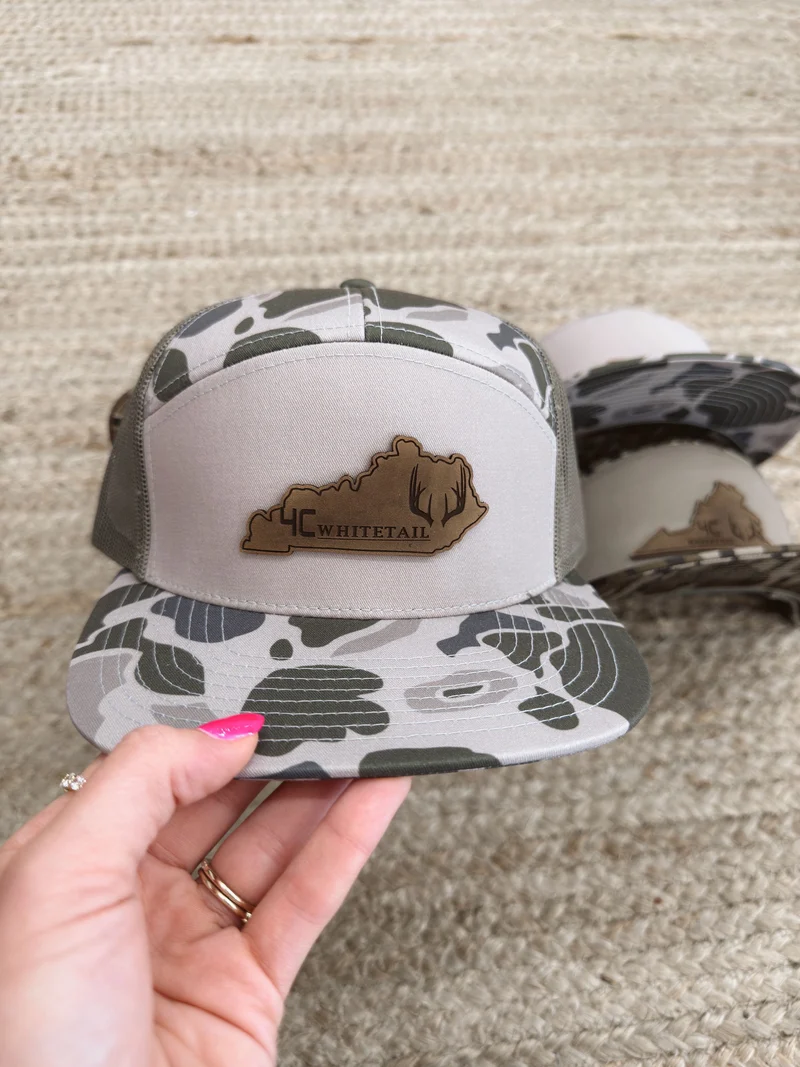 4C Whitetail State Leather Patch Camo Hats- KY, TX, VA, NC
