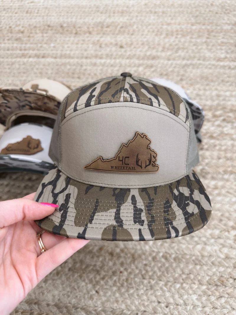 4C Whitetail State Leather Patch Camo Hats- KY, TX, VA, NC