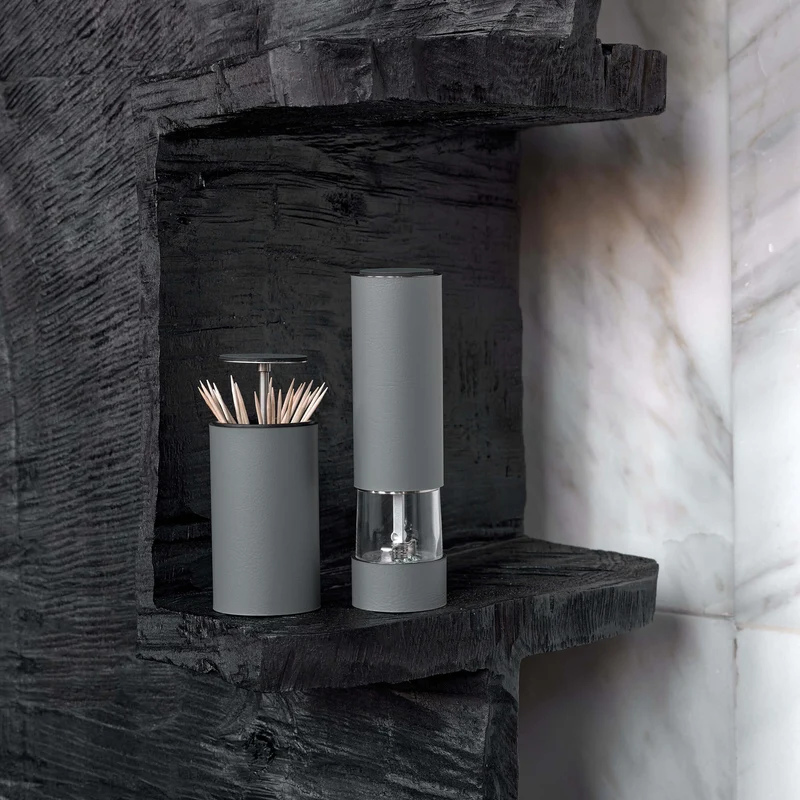 Electric Leather SALT & PEPPER MILL by Ekaterina Borovkova for ADJ STYLE