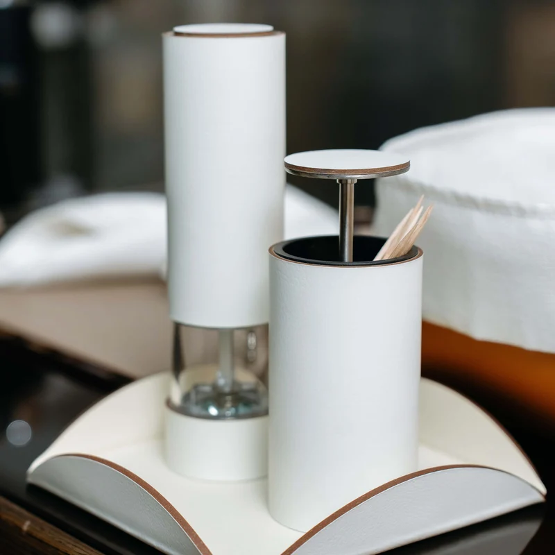 Electric Leather SALT & PEPPER MILL by Ekaterina Borovkova for ADJ STYLE