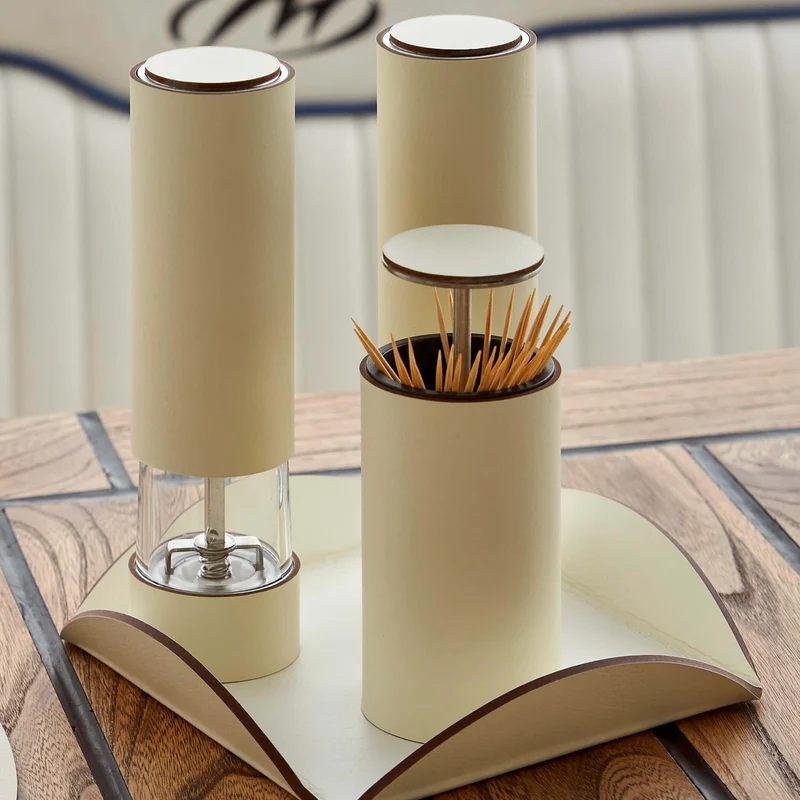 Electric Leather SALT & PEPPER MILL by Ekaterina Borovkova for ADJ STYLE
